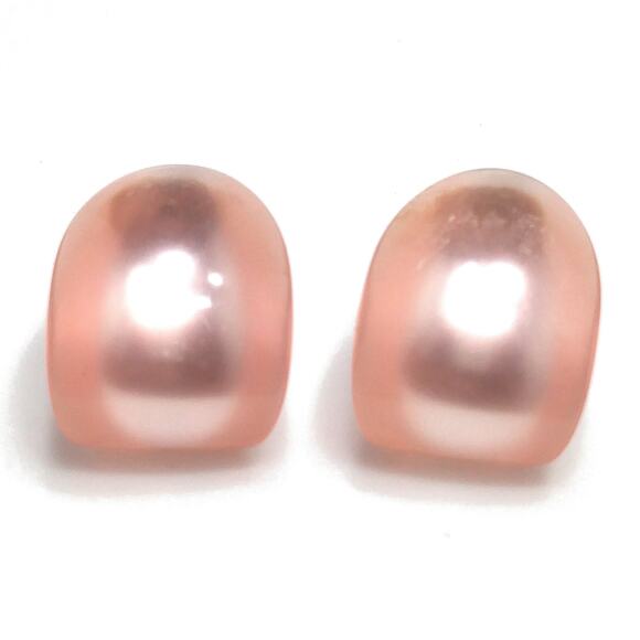 Vintage Pink Moonglow Earrings, Sterling Screw Backs, 1950s, 1 Inch - Picture 8 of 10